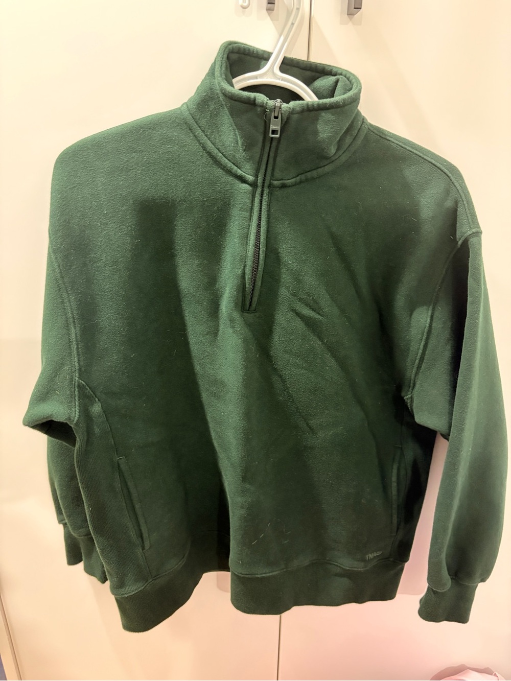TNA Sweatfleece Cozy Fleece Boyfriend Fit Half-Zip Sweatshirt in Green Size XS